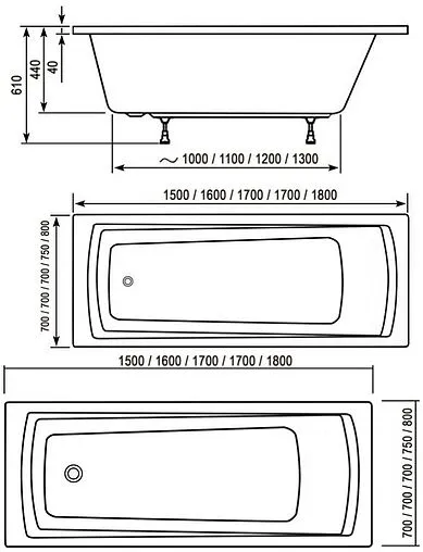 Ванна акриловая Ravak DOMINO PLUS 180х80 C651R00000 Ванна акриловая Ravak DOMINO PLUS 180х80 C651R00000