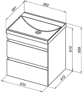 Тумба-умывальник подвесная Aquanet Нота New 58 белый глянец 00335417+00281220 Тумба-умывальник подвесная Aquanet Нота New 58 белый глянец 00335417+00281220, 2