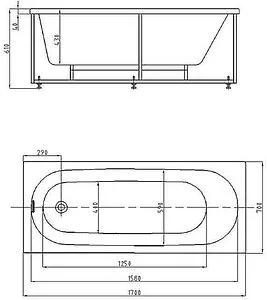 Ванна акриловая Aquatek Оберон 170х70 L с фронтальной панелью, с каркасом (разборный) OBR170-0000026 Ванна акриловая Aquatek Оберон 170х70 L с фронтальной панелью, с каркасом (разборный) OBR170-0000026, 2
