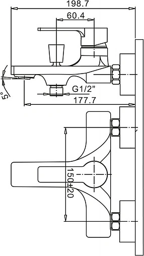 Смеситель для ванны BelBagno Fonda хром FON-VASM-CRM