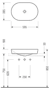 Раковина Serel Sapphire 60 белый SP46 Раковина Serel Sapphire 60 белый SP46, 2