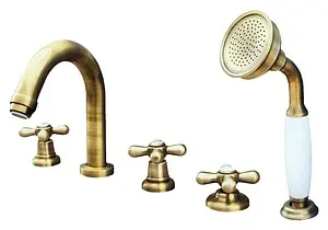 Смеситель на борт ванны на 5 отверстий Rav Slezak Morava retro бронза/белый MK162.5PSM, 1