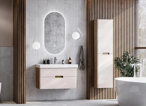 Тумба-умывальник подвесная Aquaton Оливия 90 бежевый/дуб веллингтон 1A2544K0OLVG0 Тумба-умывальник подвесная Aquaton Оливия 90 бежевый/дуб веллингтон 1A2544K0OLVG0