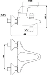 Смеситель для ванны Timo Zeta хром 0004Y Смеситель для ванны Timo Zeta хром 0004Y, 2