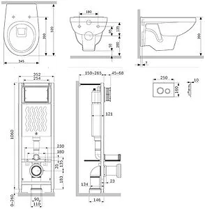 Комплект 6 в 1 Am.Pm Jupiter IS110151.DX77C1738 с кнопкой хром глянцевый Комплект 6 в 1 Am.Pm Jupiter IS110151.DX77C1738 с кнопкой хром глянцевый, 2