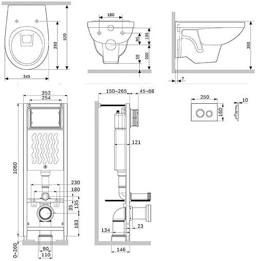 Комплект 6 в 1 Am.Pm Jupiter IS110151.DX77C1738 с кнопкой хром глянцевый