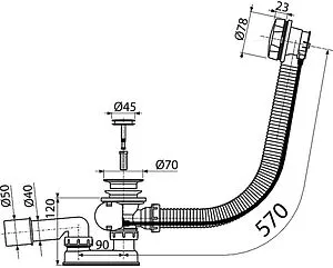 Слив-перелив для ванны Koller Pool хром B70CМMA-57 Слив-перелив для ванны Koller Pool хром B70CМMA-57, 2
