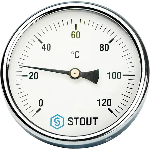 Термометр биметаллический Stout 100мм 120°С гильза 50мм ½&quot; SIM-0001-105015