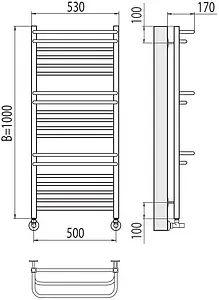 Полотенцесушитель водяной лесенка Terminus Орион П18 500х1000 полированная сталь 4670078529756, 2