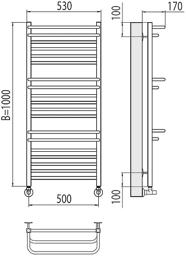 Полотенцесушитель водяной лесенка Terminus Орион П18 500х1000 полированная сталь 4670078529756