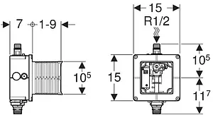Блок управления смывом для писсуара Geberit 116.004.00.1, 2
