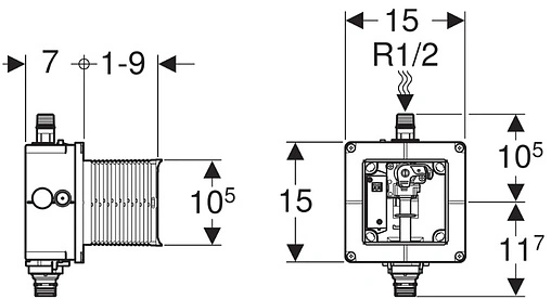Блок управления смывом для писсуара Geberit 116.004.00.1