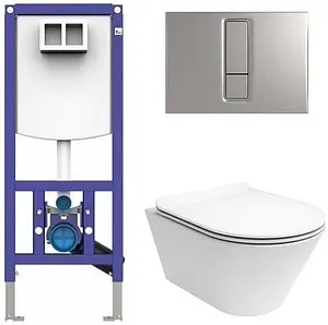 Комплект 5 в 1 Sanit INEO PLUS 90.733.00..S004+16.750.93..0000+10AR02007SV+40D40200I с кнопкой хром матовый Комплект 5 в 1 Sanit INEO PLUS 90.733.00..S004+16.750.93..0000+10AR02007SV+40D40200I с кнопкой хром матовый, 1