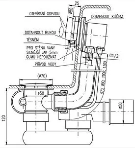 Слив-перелив для ванны с функцией налива Rav Slezak хром NP0002/570 Слив-перелив для ванны с функцией налива Rav Slezak хром NP0002/570, 2