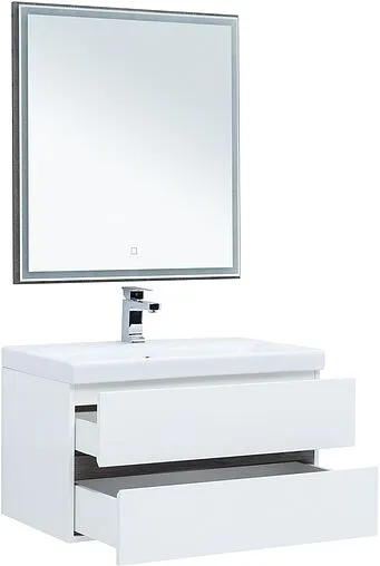 Тумба под умывальник подвесная Aquanet Беркли 80 белый/дуб рошелье 00254290