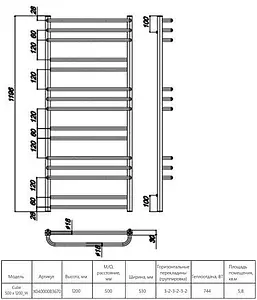 Полотенцесушитель водяной лесенка Ravak Cube 500 x 1200_W полированная сталь X04000083670 Полотенцесушитель водяной лесенка Ravak Cube 500 x 1200_W полированная сталь X04000083670, 2