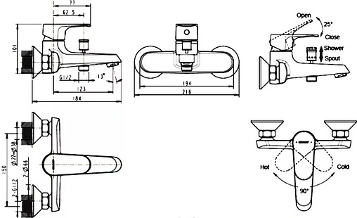 Смеситель для ванны Bravat Alfa хром F6120178CP-01