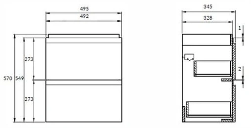 Тумба под умывальник подвесная Cersanit Moduo 50 белый 64139