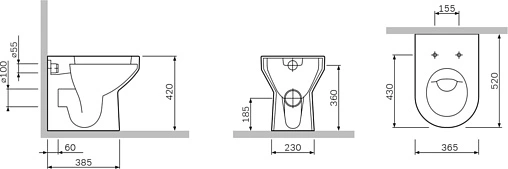 Унитаз приставной Am.Pm Spirit белый C701438WH