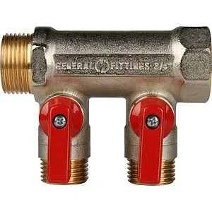 Коллектор запорный проходной 2 отвода красный ¾"в/н x ½"н Stout SMB 6200 341202 Коллектор запорный проходной 2 отвода красный ¾"в/н x ½"н Stout SMB 6200 341202, 5