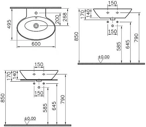 Раковина VitrA Geo белый глянцевый 4424B003-0001