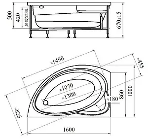 Ванна акриловая Radomir Модерна 160х100 R 2-01-0-2-1-214 Ванна акриловая Radomir Модерна 160х100 R 2-01-0-2-1-214, 2