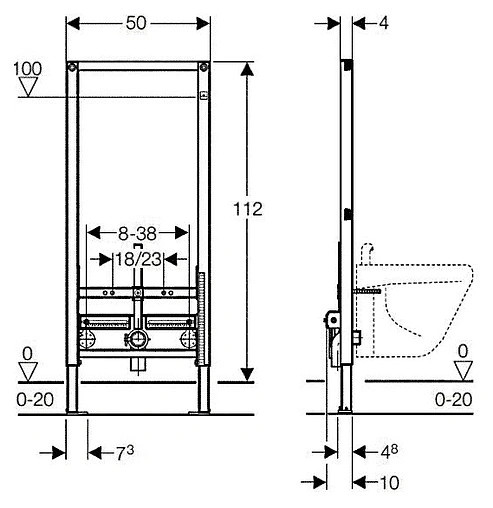 Инсталляция для биде Geberit Duofix 111.520.00.1