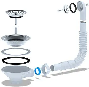 Выпуск с корзиной для мойки с круглым переливом Ани Пласт хром N320S Выпуск с корзиной для мойки с круглым переливом Ани Пласт хром N320S, 3