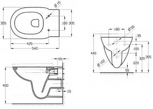 Комплект 4 в 1 Roca Debba Round Rimless Set 1.3