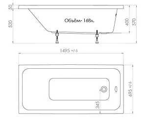 Ванна акриловая Triton Ультра 150x70 Щ0000012096 Ванна акриловая Triton Ультра 150x70 Щ0000012096, 2