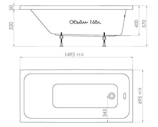 Ванна акриловая Triton Ультра 150x70 Щ0000012096