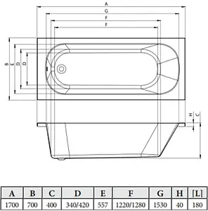 Ванна акриловая C-bath Galaxy 170x70 CBQ016001 Ванна акриловая C-bath Galaxy 170x70 CBQ016001, 2