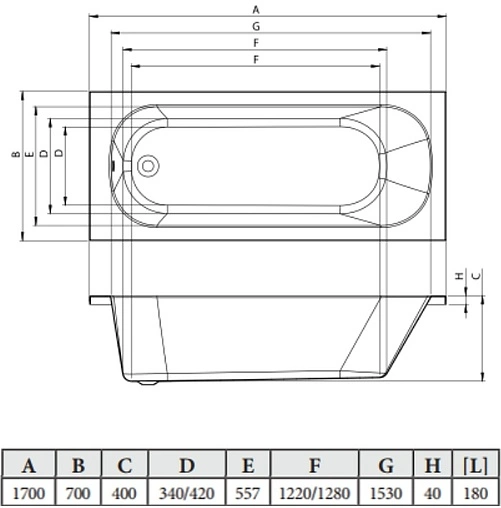Ванна акриловая C-bath Galaxy 170x70 CBQ016001