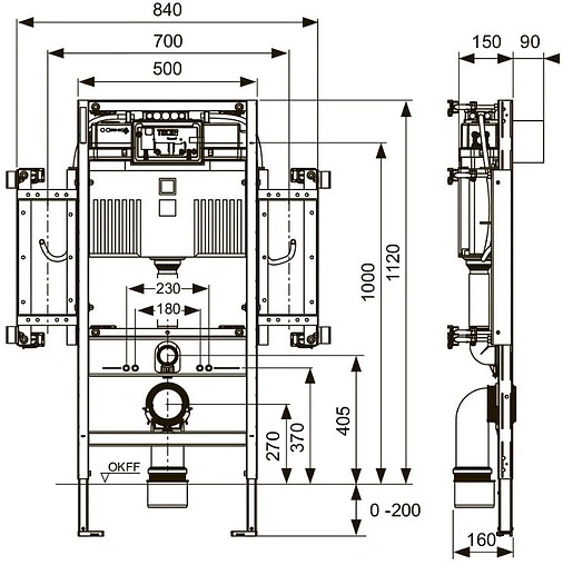 Инсталляция для подвесного унитаза TECEprofil Geronto 9300381