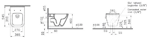 Унитаз подвесной безободковый с функцией биде и встроенным смесителем VitrA Integra Square Rim-Ex белый 7082B003-7209