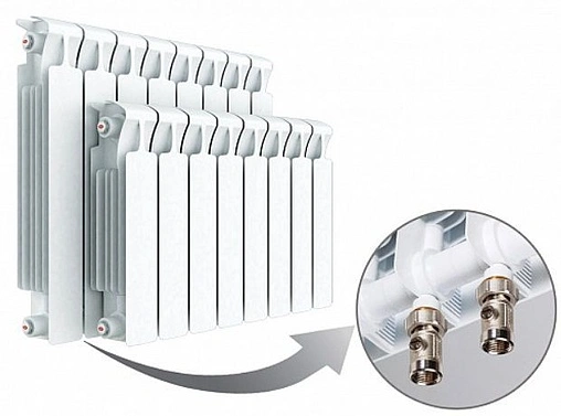 Радиатор биметаллический 13 секции нижнее левое подключение Rifar Base Ventil 500 RBVL50013