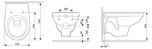 Унитаз подвесной Damixa Jupiter белый DX77C1738SC Унитаз подвесной Damixa Jupiter белый DX77C1738SC