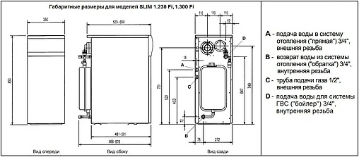 Напольный газовый котел одноконтурный турбированный 30кВт Baxi SLIM 1.300Fi WSB43530301-