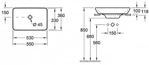 Раковина Villeroy&amp;Boch Venticello CeramicPlus 56 белый 411355R1