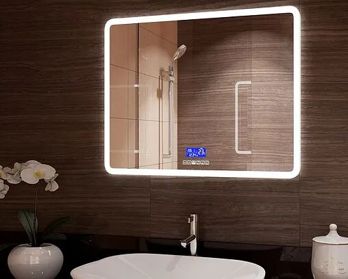 Зеркало с подсветкой Continent Demure Led 90x70 с музыкальным блоком, с подогревом белый ЗЛП448