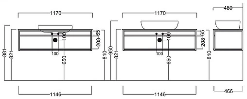 Консоль с умывальником подвесная Kerama Marazzi Plaza Next 120 чёрный матовый PL.N.120.02\BLK.M+PL.wbi.55.1+
