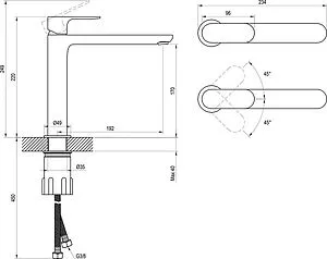 Смеситель для раковины Ravak Eleganta графит X070386, 2
