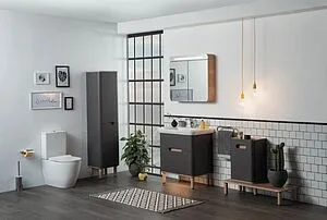 Шкаф-пенал с бельевой корзиной VitrA Sentо 40 L антрацит/светлое дерево 60856 Шкаф-пенал с бельевой корзиной VitrA Sentо 40 L антрацит/светлое дерево 60856, 4