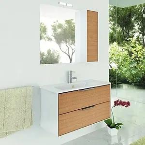 Шкаф-зеркало Comforty Терция 90 кофе полоска/белый 00003130757CF, 3