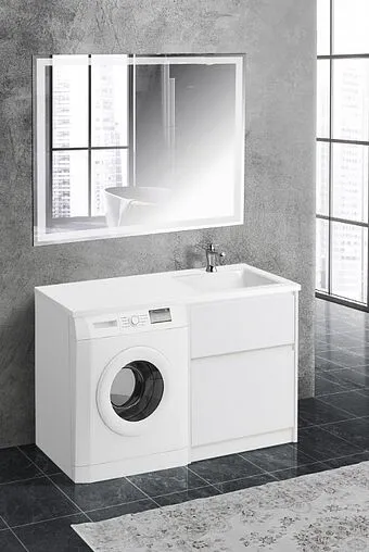 Тумба-умывальник напольная над стиральной машиной BelBagno KRAFT-LVD 120 Bianco Opaco KRAFT-LVD-580/1200-2C-PIA-BO+