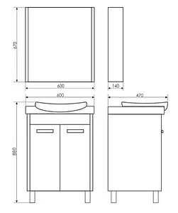 Тумба-умывальник напольная Comforty Киото 60 белый/венге Тумба-умывальник напольная Comforty Киото 60 белый/венге, 2
