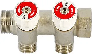 Коллектор регулирующий проходной 2 отвода ¾"в/н x ¾"ек Uni-fitt 400N3321 Коллектор регулирующий проходной 2 отвода ¾"в/н x ¾"ек Uni-fitt 400N3321, 2