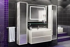 Шкаф-пенал подвесной Aquaton Римини 35 зеркало/белый 1A134603RN010 Шкаф-пенал подвесной Aquaton Римини 35 зеркало/белый 1A134603RN010, 4