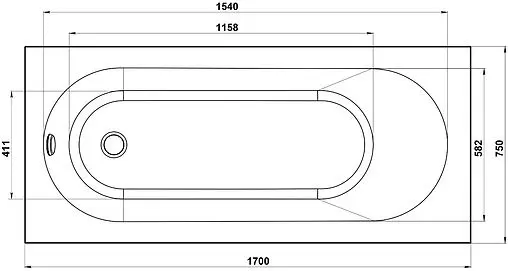 Ванна из искусственного камня Bas Марбея 170х75 белый ВА00022