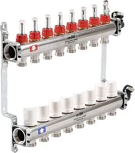 Группа коллекторная с расходомерами 8 отводов 1&quot;в/в x ¾&quot;ек Uni-fitt 450I4308, 2